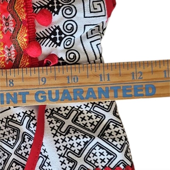 Thai Hmong Embroidered Tribal Print Bohemian Pom Pom Dress Youth Sz 2T NWOT - Picture 9 of 12